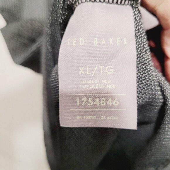 Ted Baker Mens Polo Shirt Black White with Solid Trims Polo in XL Preowned - Picture 7 of 8